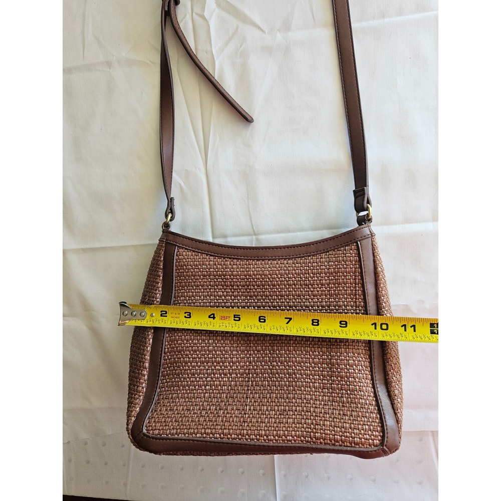 Relic Brown Woven Shoulder Bag With Leather Trim Adjustable Strap For Women - Picture 6 of 12